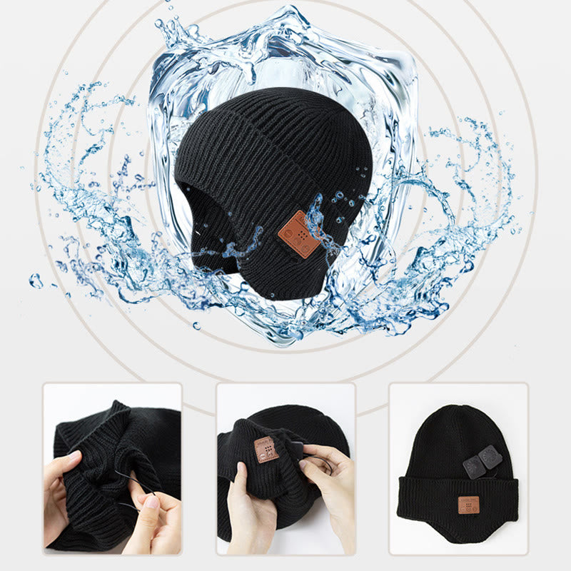 Bonnet tricoté d'hiver avec musique et éclairage Bluetooth détachable - image 3