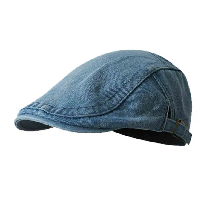 Casquette béret plate ajustable en denim classique - Bleu moyen - Réglable (environ 21 5/8"-23 1/4") - image 0