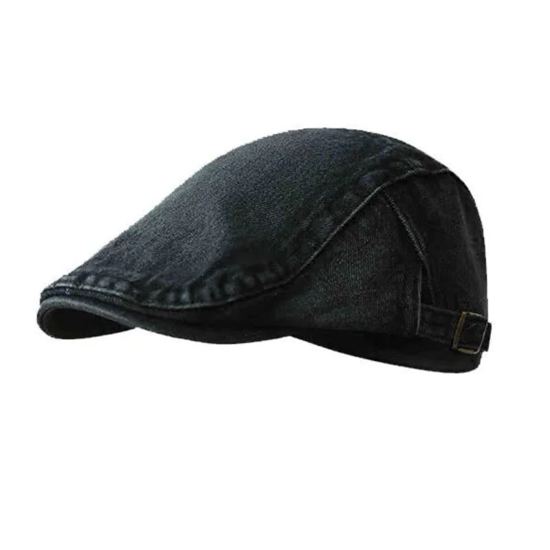 Casquette béret plate ajustable en denim classique - Noir - Réglable (environ 21 5/8"-23 1/4") - image 11