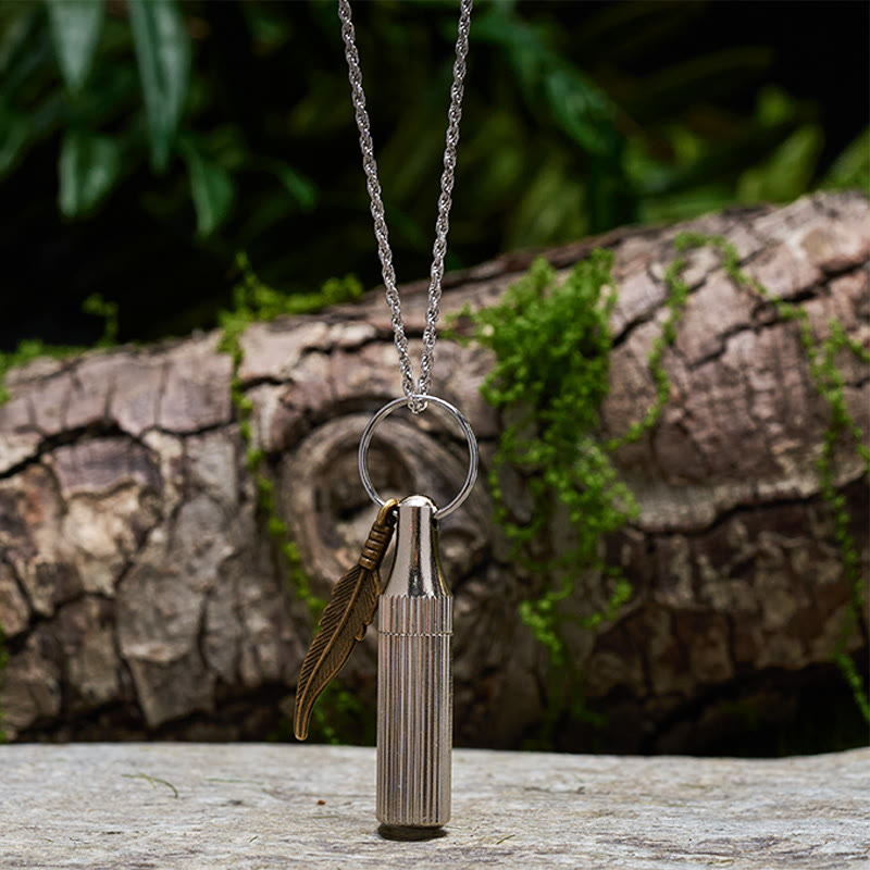 Porte-clés couteau capsule créatif, pendentif plume en alliage, collier argenté - Collier - Argent - image 3