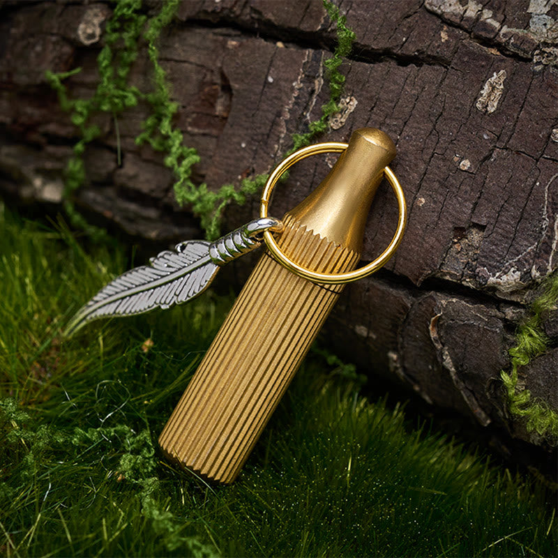 Porte-clés couteau capsule créatif, pendentif plume en alliage, collier argenté - Porte-clés - Laiton - image 1