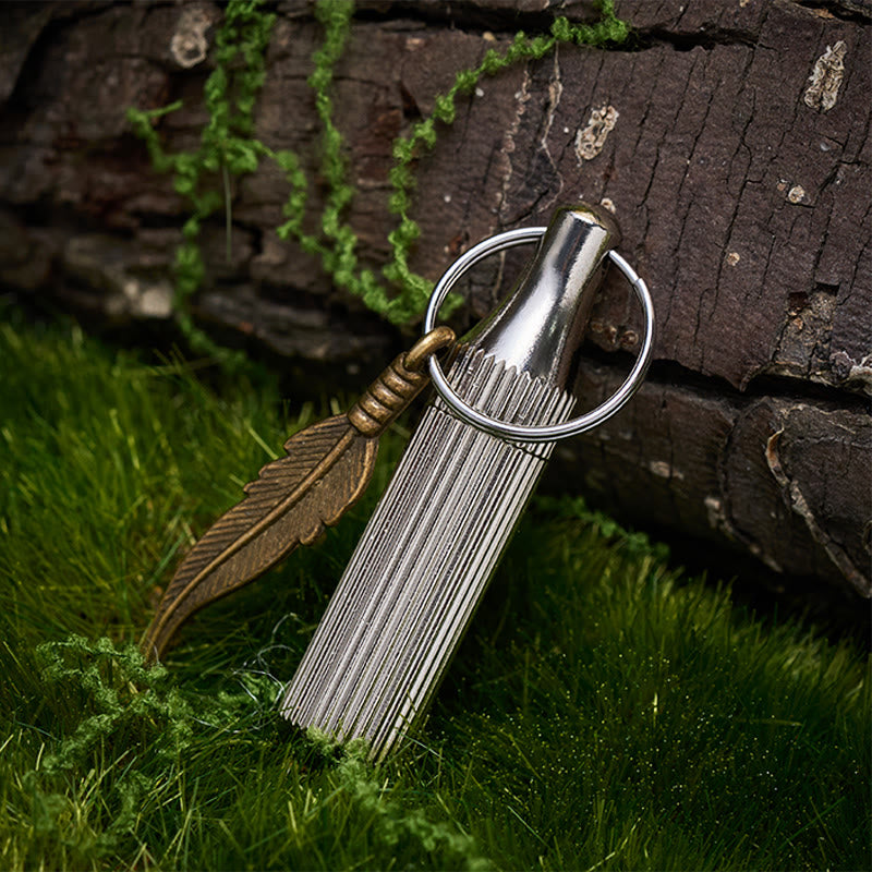 Porte-clés couteau capsule créatif, pendentif plume en alliage, collier argenté - Porte-clés - Argent - image 4