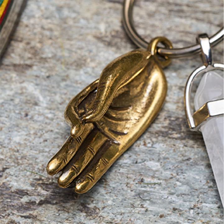 Couteau pliant en laiton coloré, main de Bouddha et collier en redstone - image 10