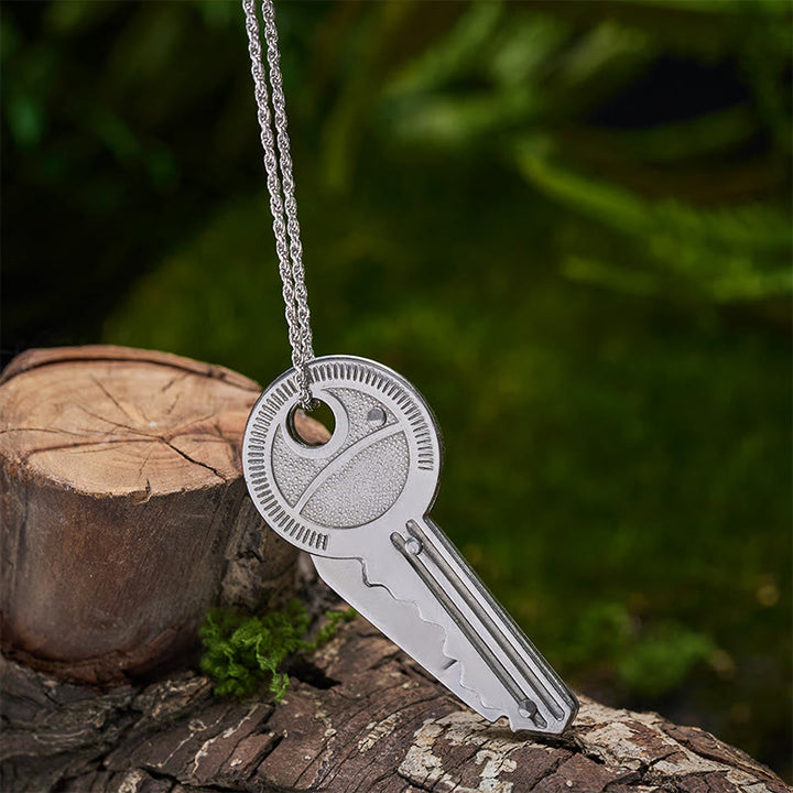 Porte-clés couteau pliant pratique, collier argenté - image 3