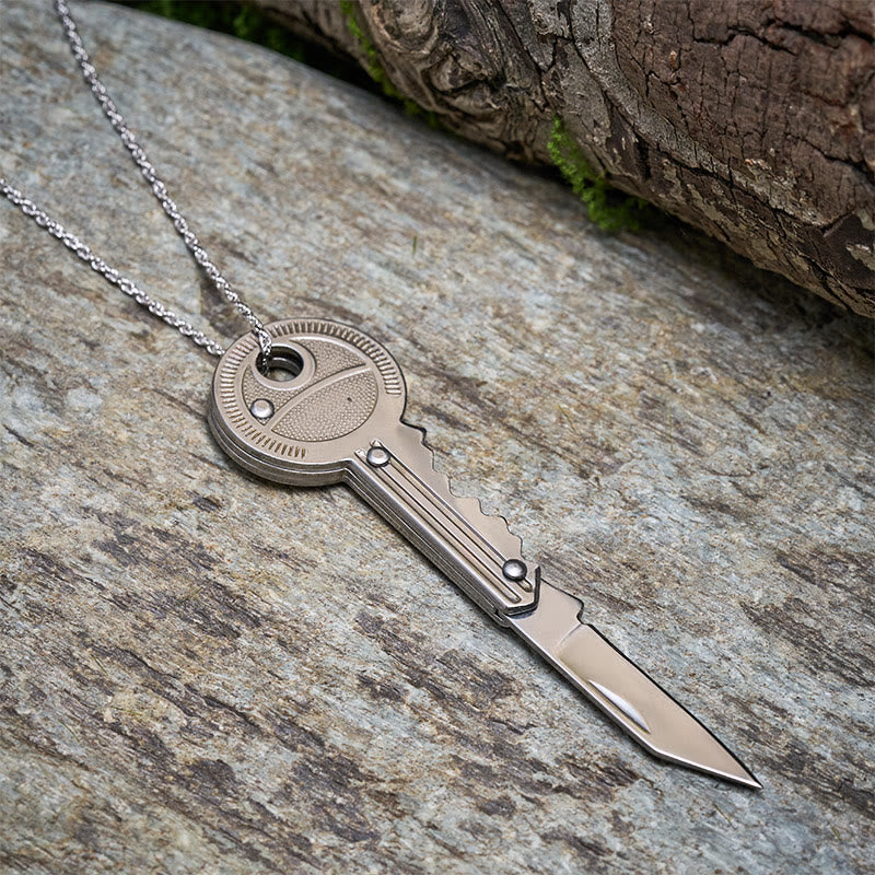 Porte-clés couteau pliant pratique, collier argenté - image 4