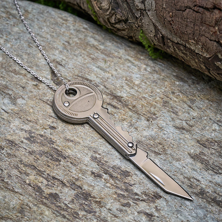 Porte-clés couteau pliant pratique, collier argenté - image 4