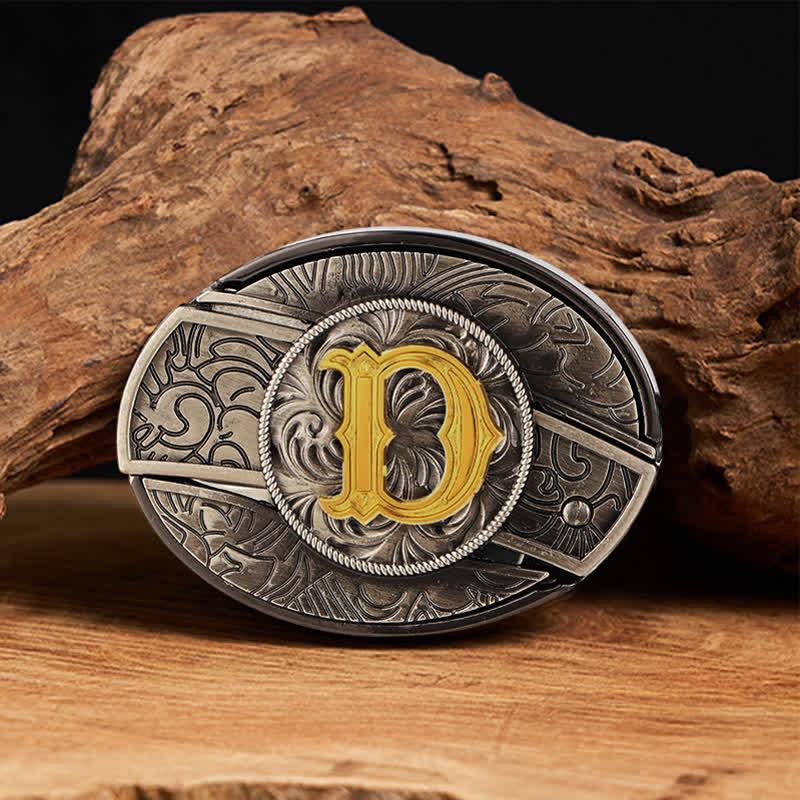 Ceinture en cuir bicolore avec boucle de couteau dissimulée et initiale à faire soi-même - D - Sans ceinture - image 11