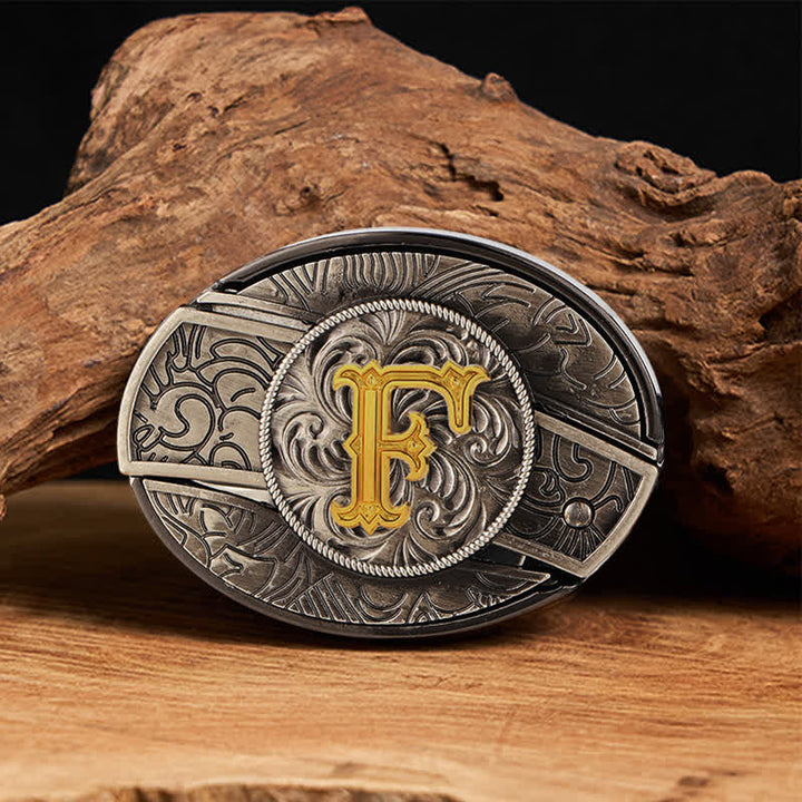 Ceinture en cuir bicolore avec boucle de couteau dissimulée et initiale à faire soi-même - F - Sans ceinture - image 13
