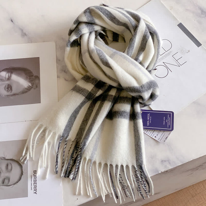 Écharpe unisexe en laine chaude à carreaux avec pompons - #40 - image 44