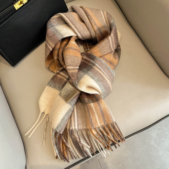 Écharpe unisexe en laine chaude à carreaux avec pompons - #16 - image 20