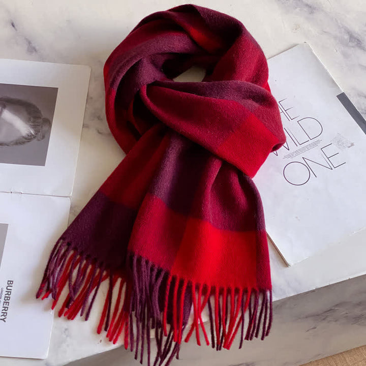 Écharpe unisexe en laine chaude à carreaux avec pompons - #44 - image 48