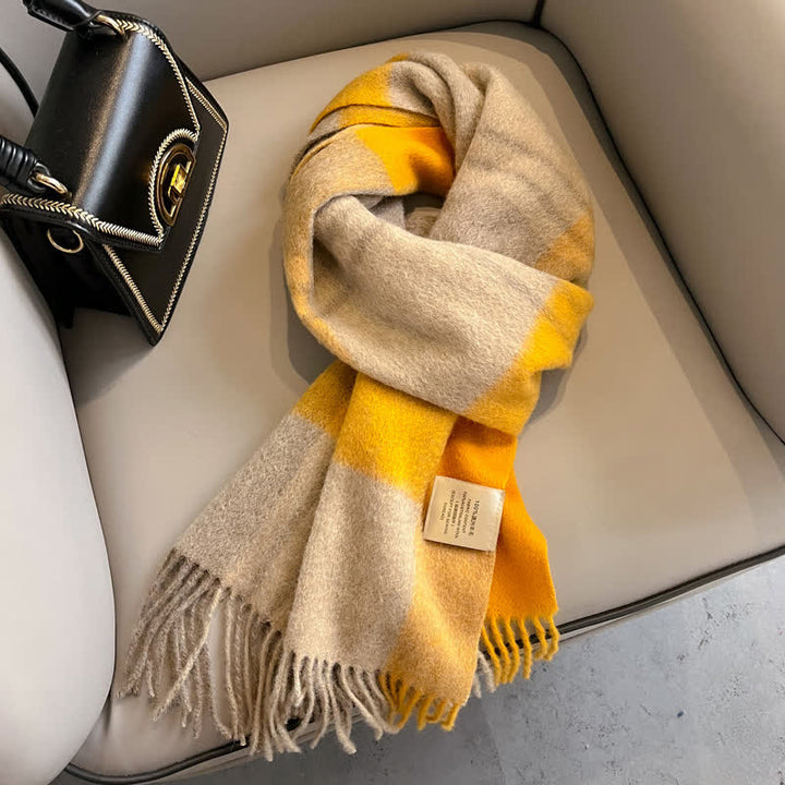 Écharpe unisexe en laine chaude à carreaux avec pompons - #28 - image 32