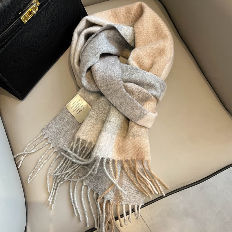 Écharpe unisexe en laine chaude à carreaux avec pompons - #13 - image 17