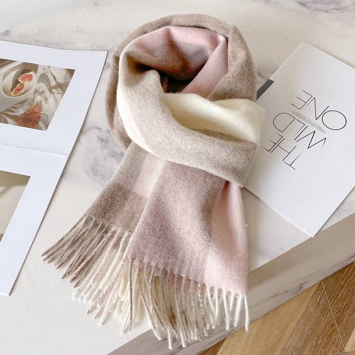 Écharpe unisexe en laine chaude à carreaux avec pompons - #31 - image 35