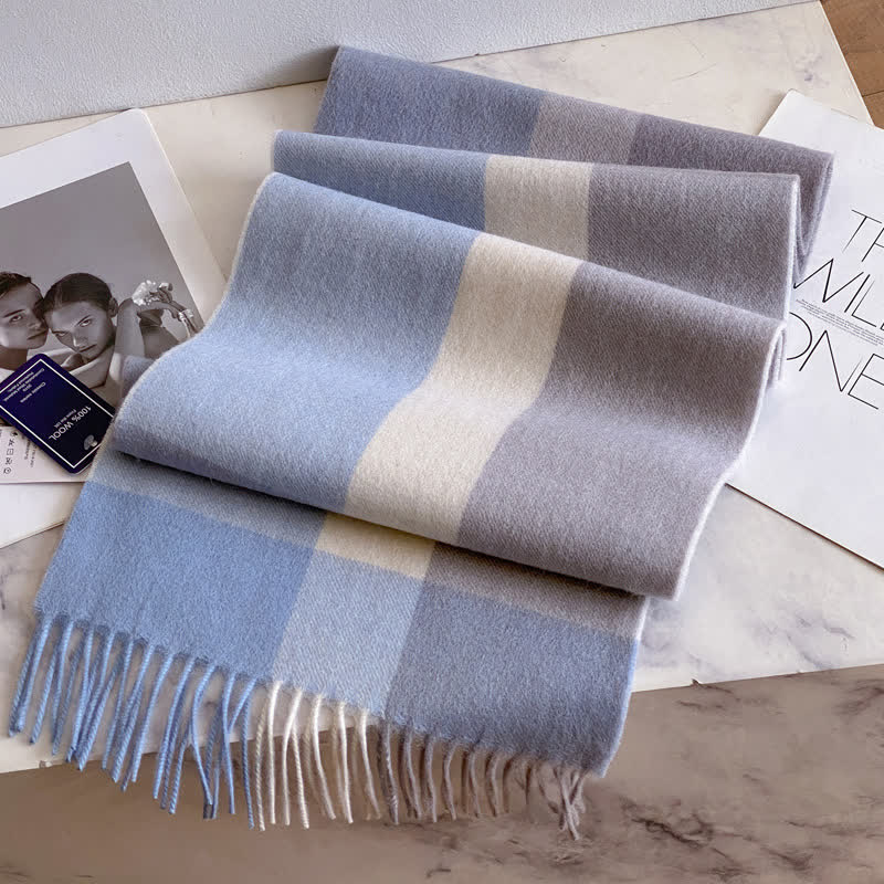 Écharpe unisexe en laine chaude à carreaux avec pompons - #55 - image 59