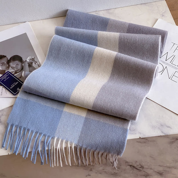 Écharpe unisexe en laine chaude à carreaux avec pompons - #55 - image 59