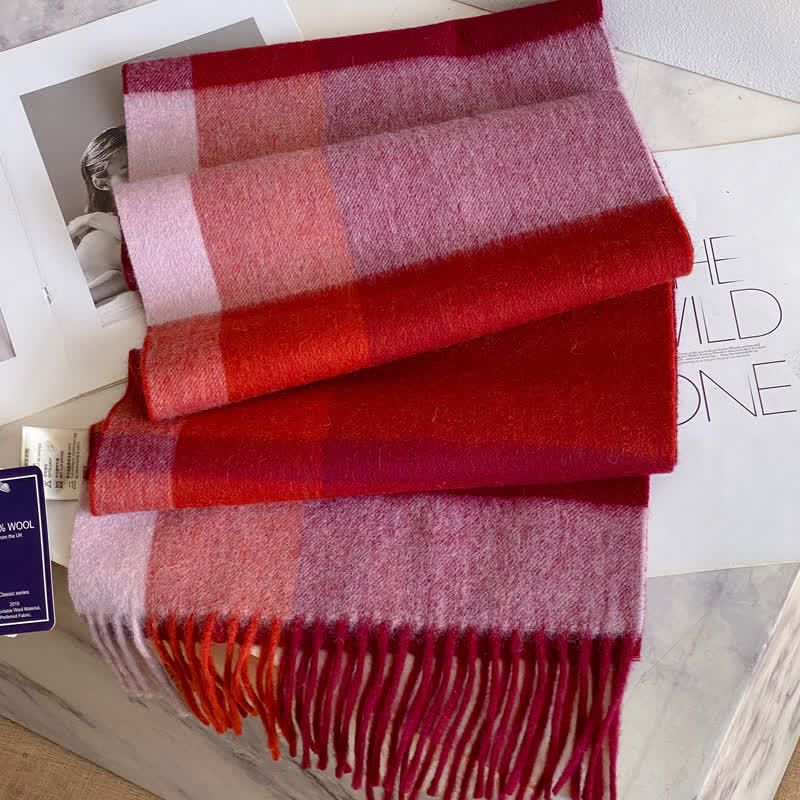 Écharpe unisexe en laine chaude à carreaux avec pompons - #47 - image 51