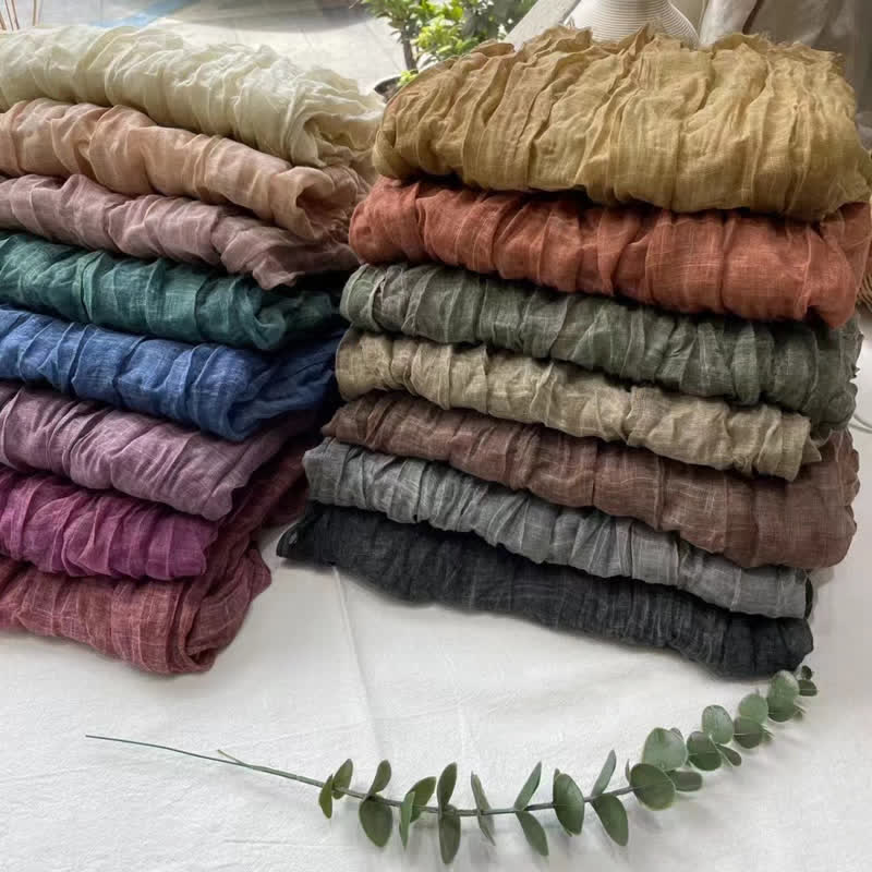 Écharpe en coton et lin texturé à plis chics, quatre saisons - image 0