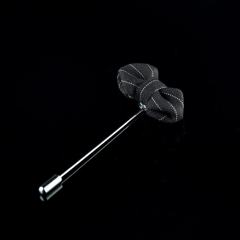 Épingle à revers en forme de nœud papillon rayé pour homme, tenue de cérémonie - Style n° 2 - Noir - image 3