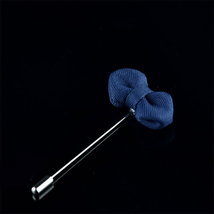 Épingle à revers en tissu en forme de nœud papillon pointu pour homme - Marine - image 12
