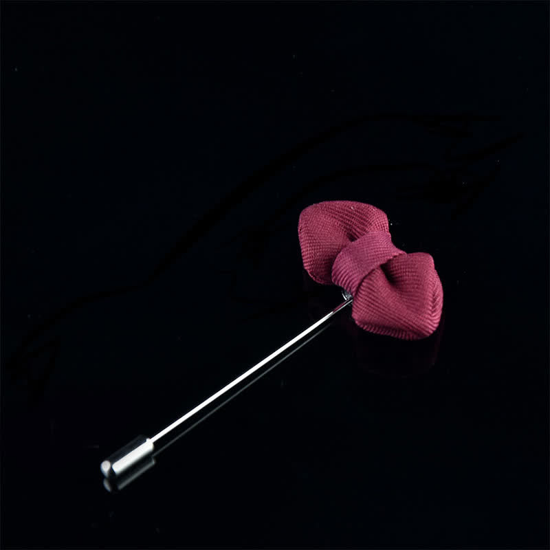 Épingle à revers en tissu en forme de nœud papillon pointu pour homme - Rouge vin - image 9