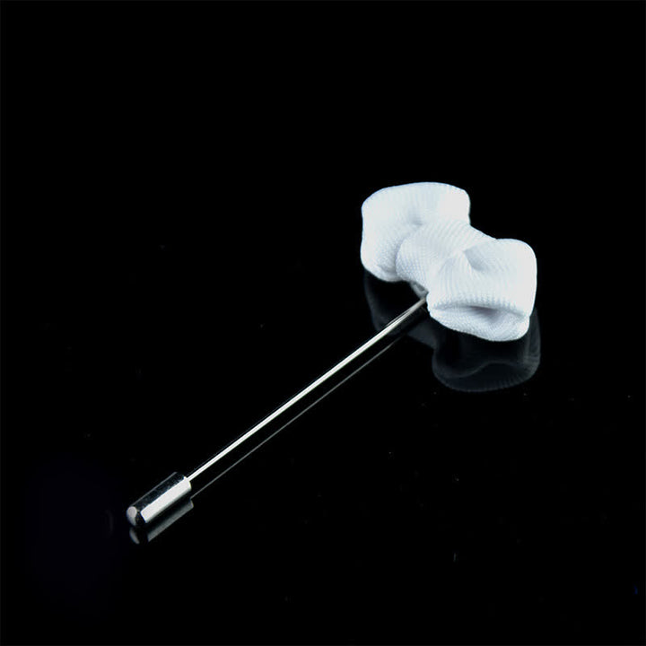 Épingle à revers en tissu en forme de nœud papillon pointu pour homme - Blanc - image 14