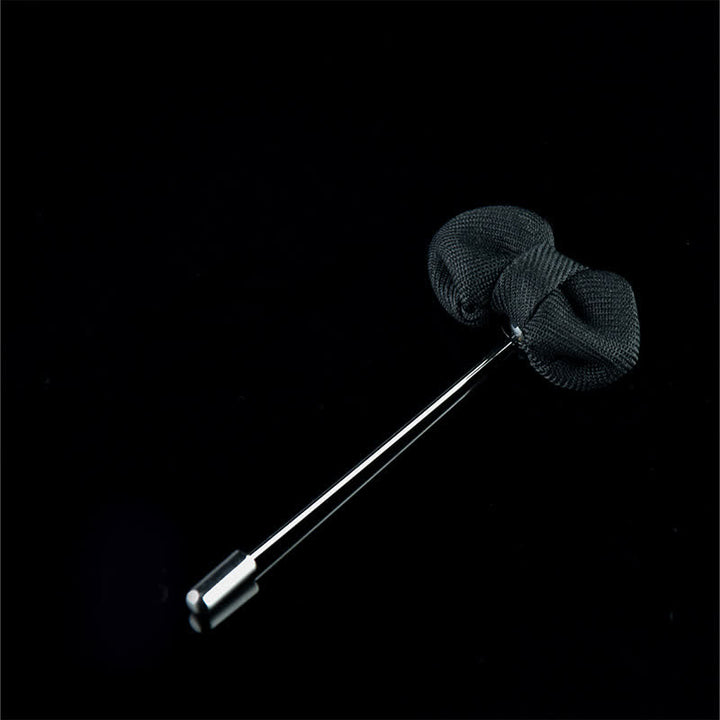 Épingle à revers en tissu en forme de nœud papillon pointu pour homme - Noir - image 10