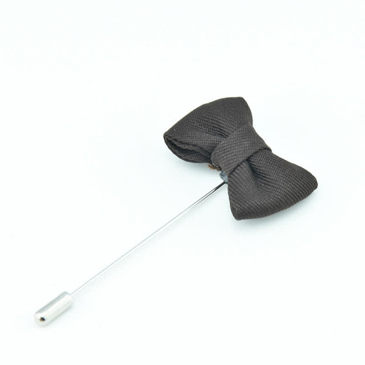 Boutonnière de mariage pour homme, en forme de nœud papillon, épingle de revers en tissu - Café - image 15