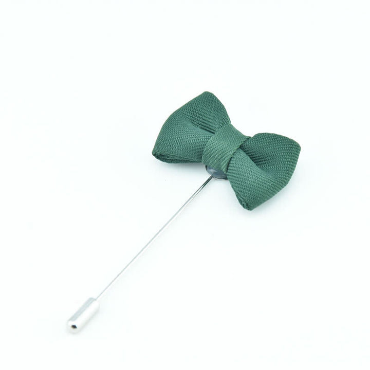 Boutonnière de mariage pour homme, en forme de nœud papillon, épingle de revers en tissu - Vert foncé - image 13