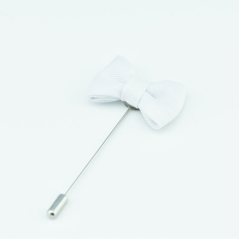Boutonnière de mariage pour homme, en forme de nœud papillon, épingle de revers en tissu - Blanc - image 10