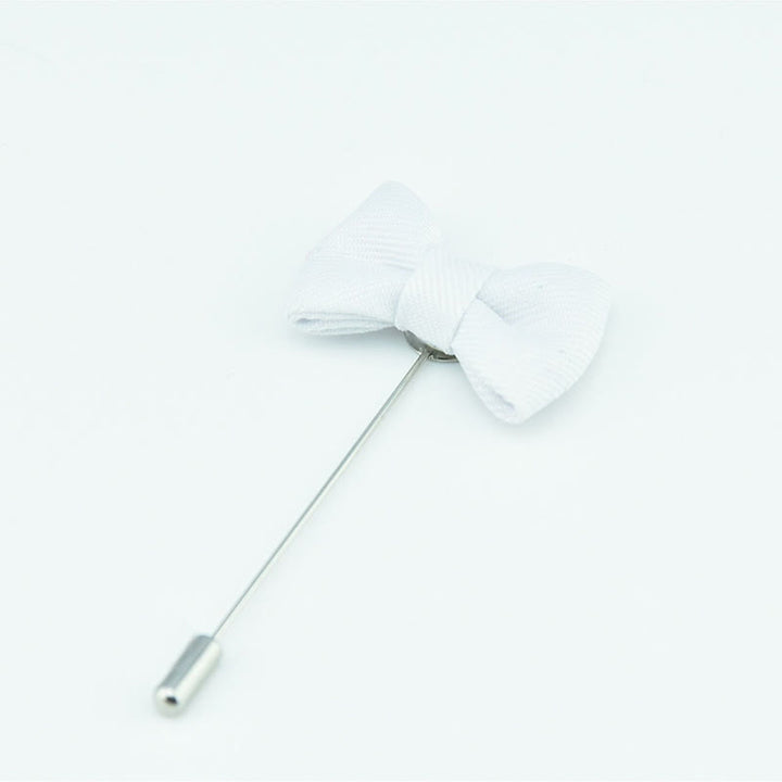 Boutonnière de mariage pour homme, en forme de nœud papillon, épingle de revers en tissu - Blanc - image 10