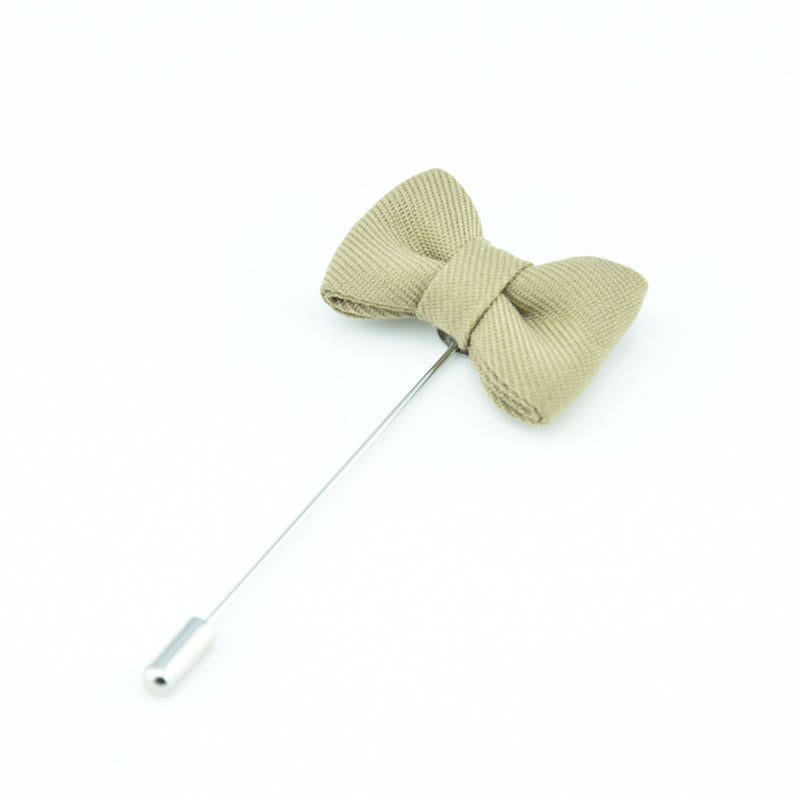 Boutonnière de mariage pour homme, en forme de nœud papillon, épingle de revers en tissu - Kaki - image 19