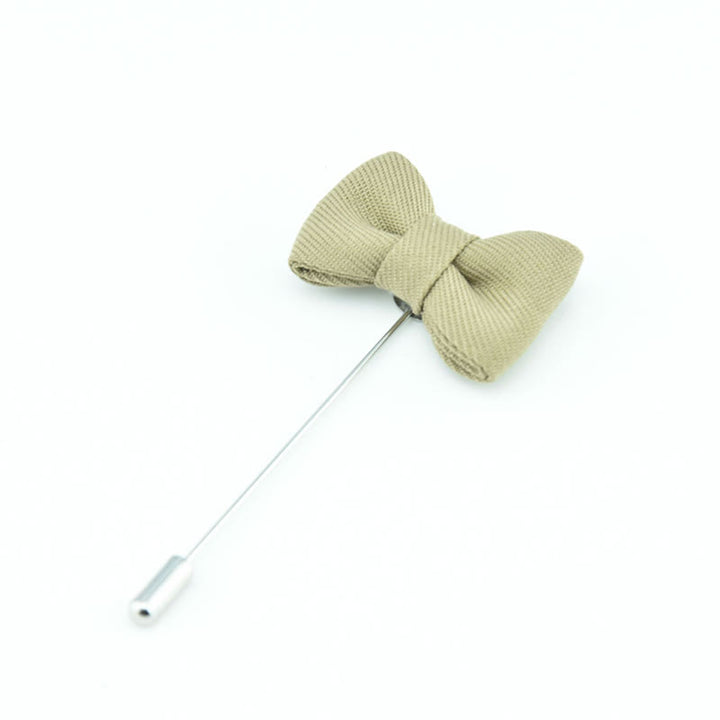 Boutonnière de mariage pour homme, en forme de nœud papillon, épingle de revers en tissu - Kaki - image 19