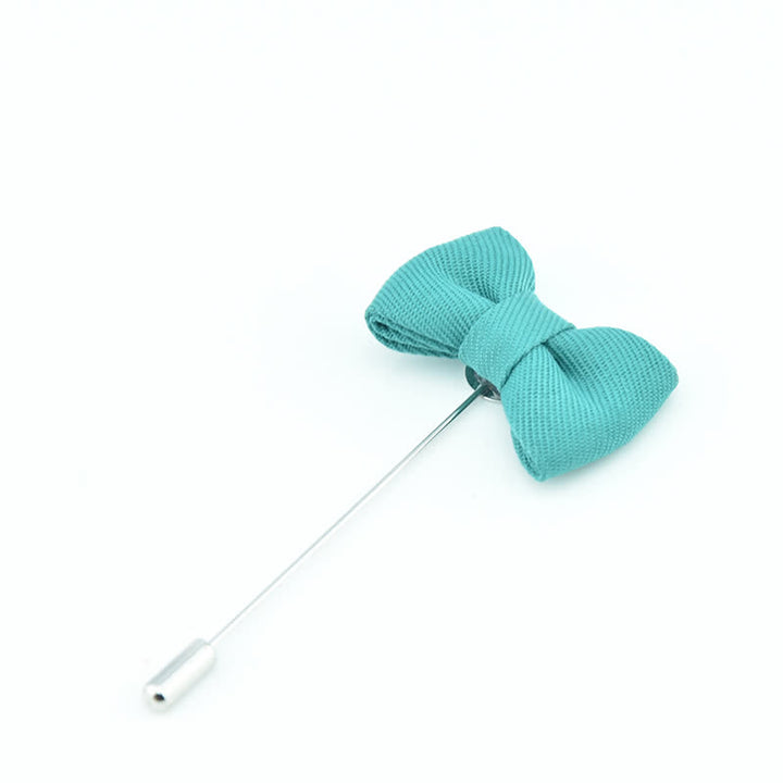 Boutonnière de mariage pour homme, en forme de nœud papillon, épingle de revers en tissu - Cyan - image 7