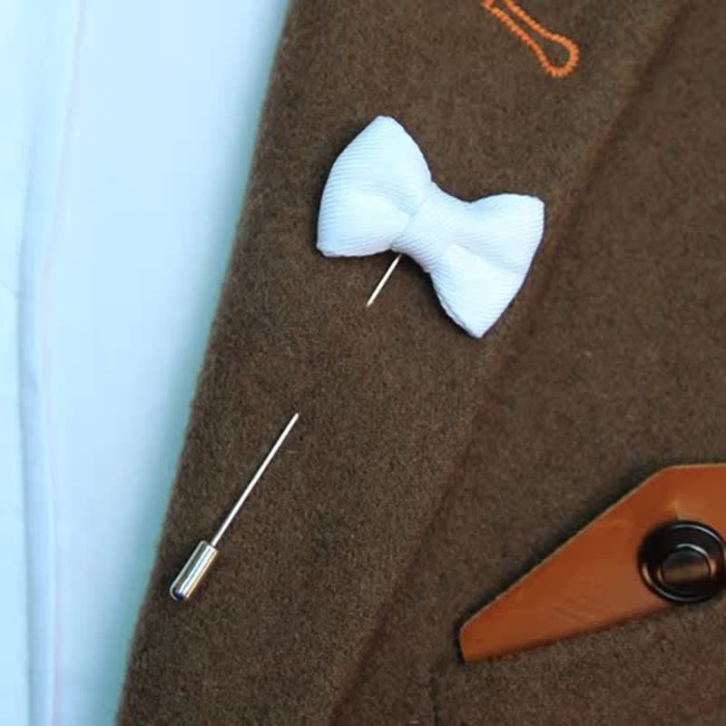 Boutonnière de mariage pour homme, en forme de nœud papillon, épingle de revers en tissu - image 11