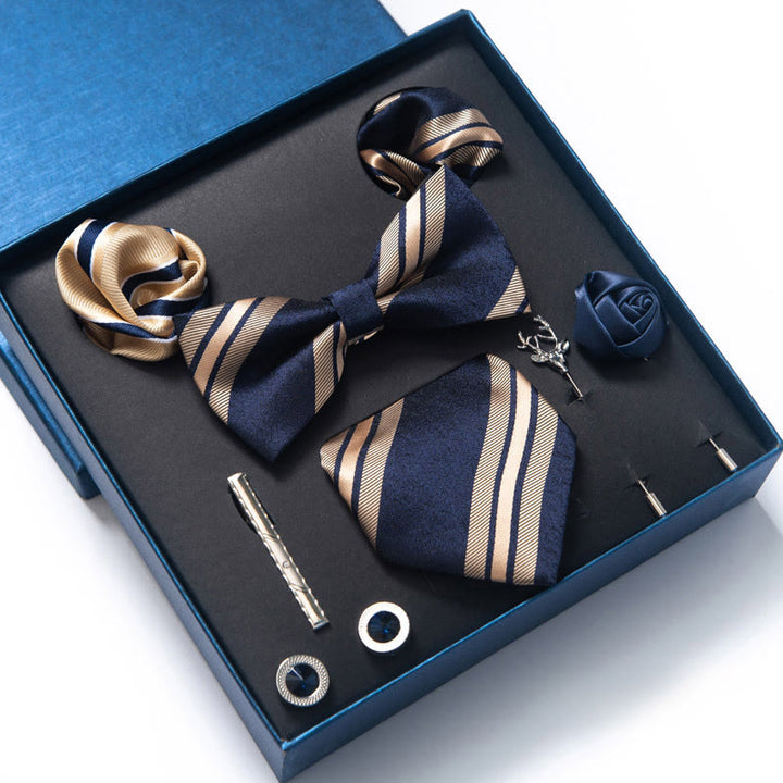 Ensemble de 8 pièces : nœud papillon, pochette, broche et cravate - Style n° 5 - image 8