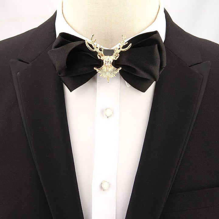 Nœud papillon festif en métal avec tête de cerf - image 0