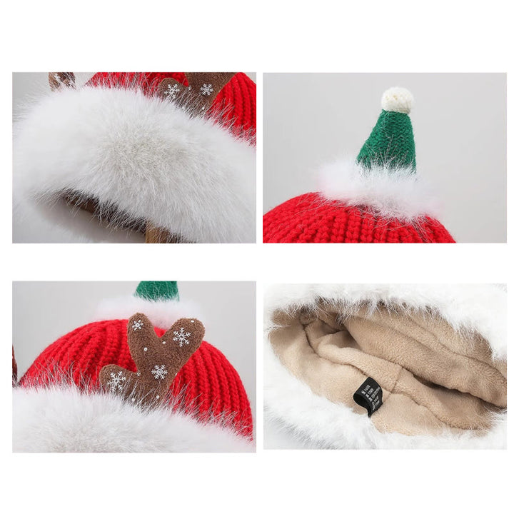 Bonnet d'hiver chaud en peluche avec bois de renne pour femme - image 3