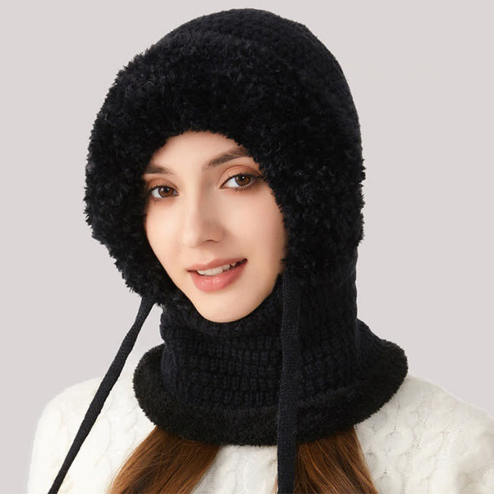 Bonnet en peluche tricotée 3 en 1 avec écharpe et masque - Noir - M (22"-22 7/8") - image 8