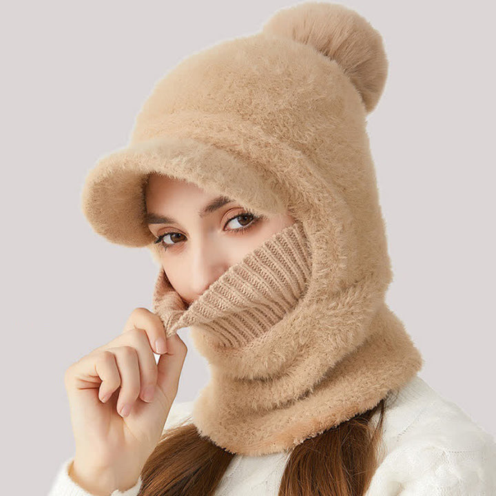 Bonnet tricoté 3 en 1 avec visière, écharpe et masque intégrés - image 4