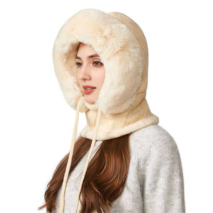 Bonnet 3 en 1 en maille sergée pelucheuse avec écharpe et masque - Beige - M (22"-22 7/8") - image 8
