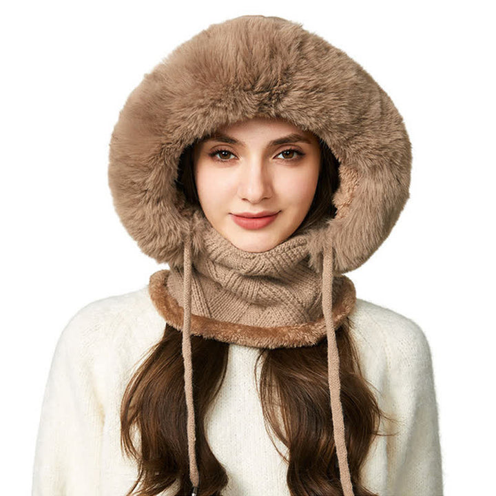 Bonnet 3 en 1 en maille sergée pelucheuse avec écharpe et masque - image 1