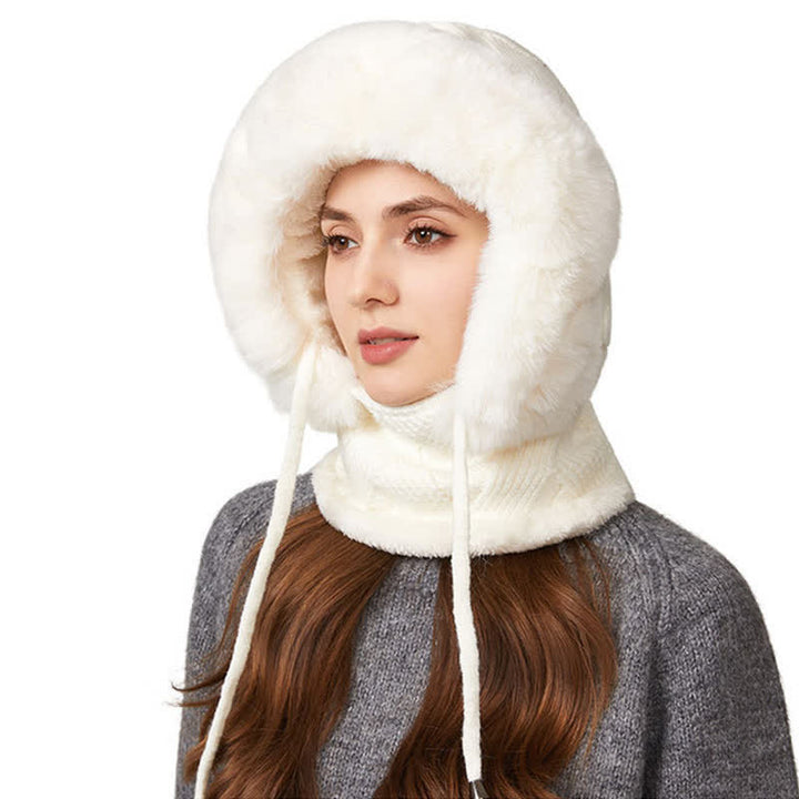 Bonnet 3 en 1 en maille sergée pelucheuse avec écharpe et masque - Ivoire - M (22"-22 7/8") - image 6