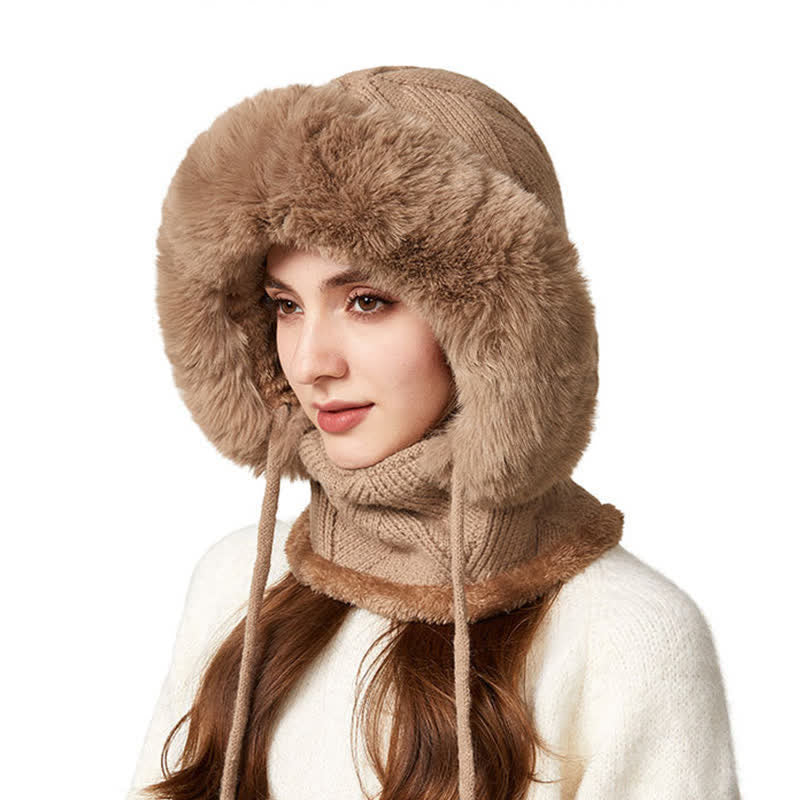 Bonnet 3 en 1 en maille sergée pelucheuse avec écharpe et masque - image 2