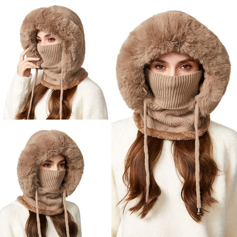 Bonnet 3 en 1 en maille sergée pelucheuse avec écharpe et masque - image 3