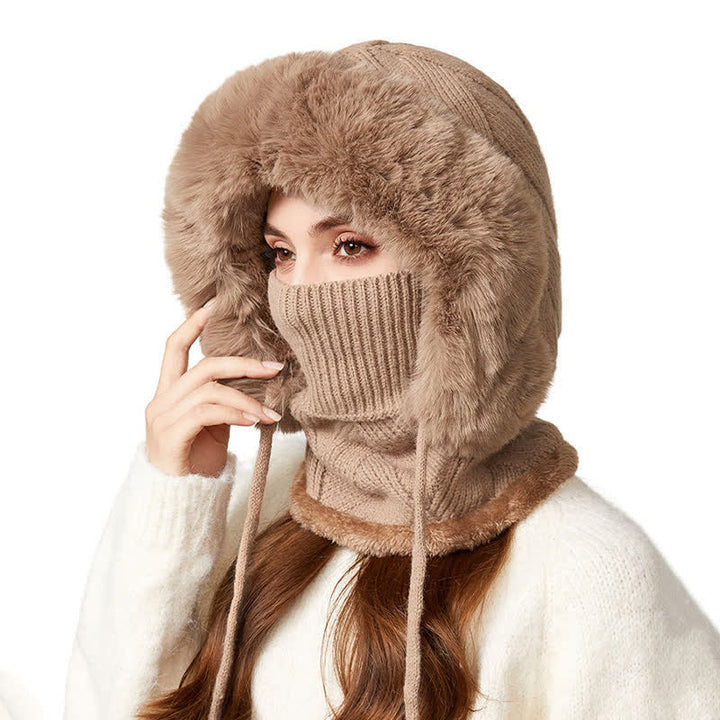 Bonnet 3 en 1 en maille sergée pelucheuse avec écharpe et masque - Kaki - M (22"-22 7/8") - image 0