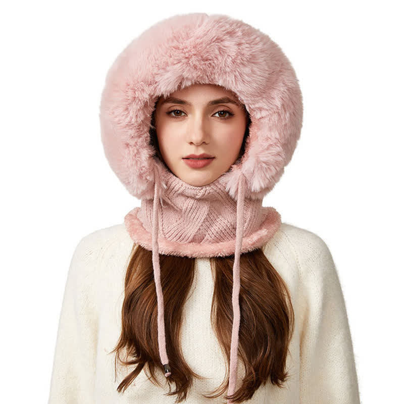 Bonnet 3 en 1 en maille sergée pelucheuse avec écharpe et masque - Rose - M (22"-22 7/8") - image 12