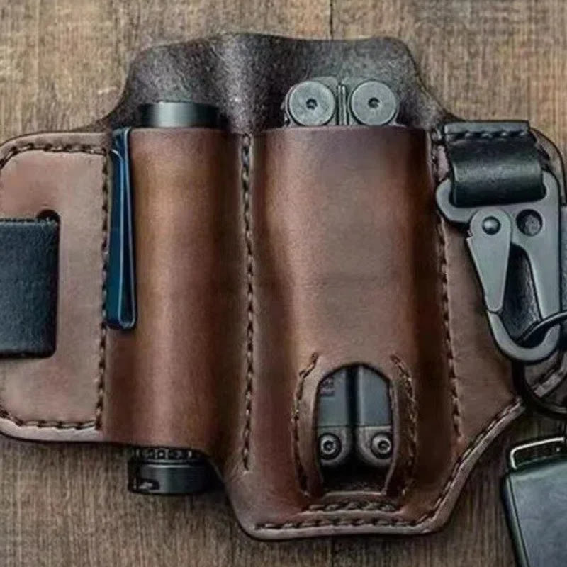 Portefeuille tactique de survie en extérieur, sacoche de ceinture en cuir - image 0