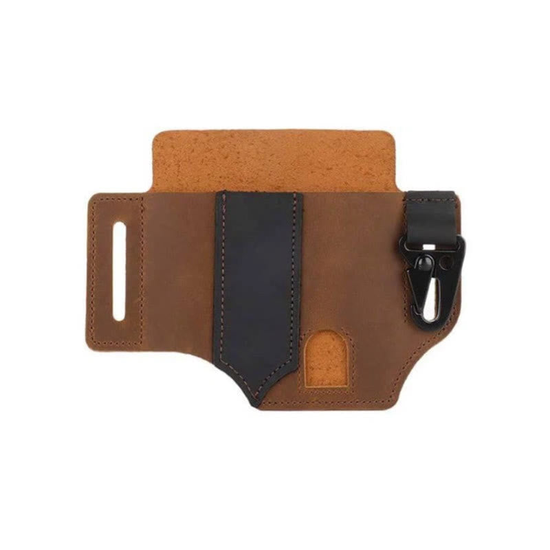 Portefeuille tactique de survie en extérieur, sacoche de ceinture en cuir - Kaki - image 9