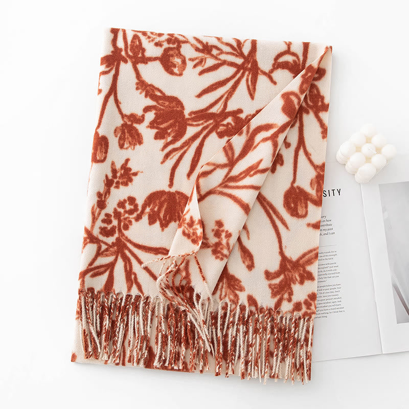 Écharpe châle chaude d'hiver pour femme, imprimée de fleurs - Style n° 1 - image 2